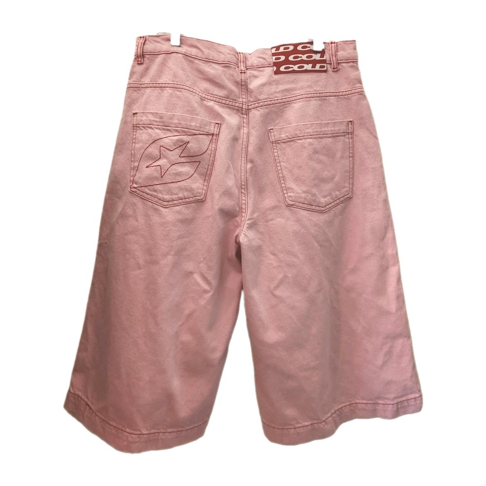 Cold Culture Stitching Jorts Sweet Lilac Pink Straight Loose Fit 100% Cotton Y2K - Picture 12 of 16